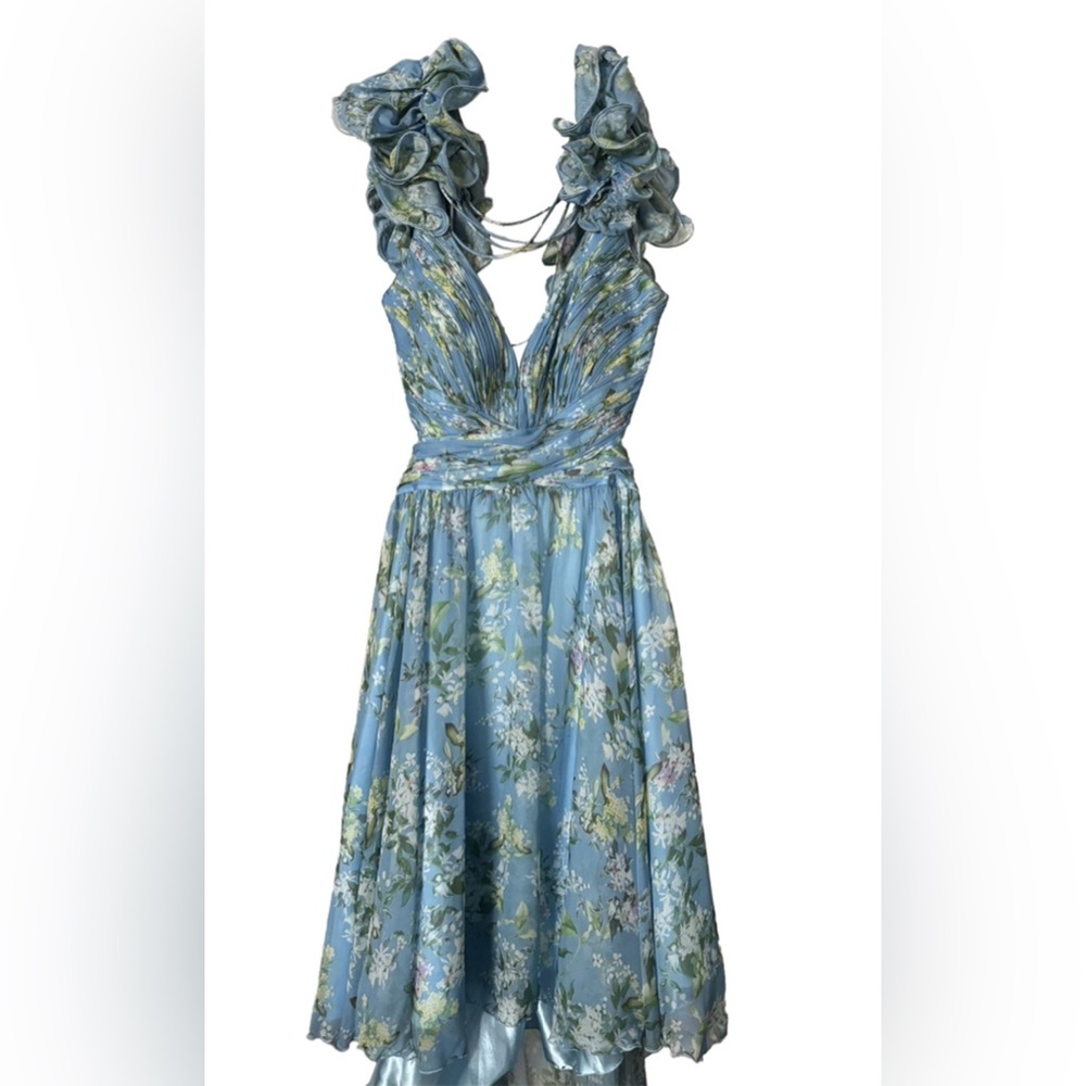 Mac duggal floral cut-out dress